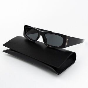 NEW Saint Laurent SLM140/F 001 Black Rectangle Unisex Sunglasses